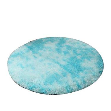 Imagem de Tapete Tie-dye, tapete redondo salpicante, tapete de ioga para sala de estar, quarto, sala de estudo, quarto infantil, tapete de área sensível ao toque, antiderrapante, azul, 100 cm