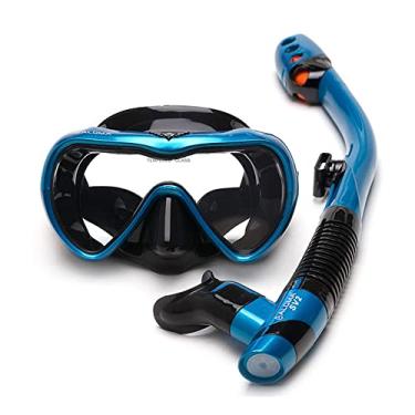 Imagem de Adulto Kit Snorkel Máscara Vidro temperado anti-embaciamento Snorkel 2-Pack Adequado para snorkelling, mergulho, natação (Azul céu)