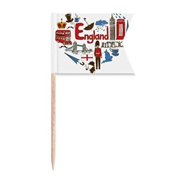Imagem de Bandeira nacional do Reino Unido com coração do amor da Inglaterra bandeiras de palito de dente marcação de rotulagem para bolo de festa prato de queijo