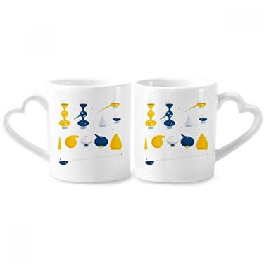 Imagem de Conjunto de canecas de porcelana para casais, conta-gotas de borracha, química, conjunto de canecas de cerâmica para amantes de coração