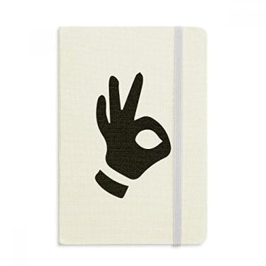 Imagem de Caderno com desenho de gesto OK, capa dura de tecido, diário clássico