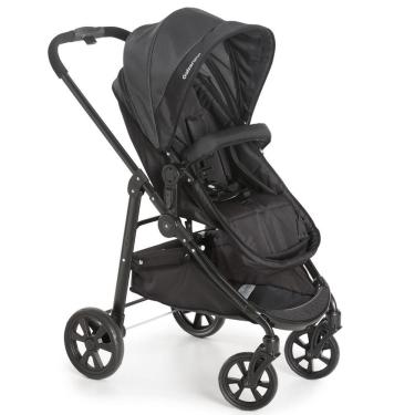 Imagem de Carrinho bebê Galzerano Olympus Preto Fecha Uma Mão Travel System Berço Passeio Moisés 0-15kg Reclinável Dobrável Acopla Bebê Conforto Recém Nascido