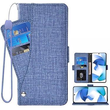 Imagem de Asuwish Capa de telefone para BLU F91 5G 2022 capa carteira com protetor de tela de vidro temperado e alça de pulso flip porta-cartão de crédito suporte celular azul 91F 6,8 suporte de cordão móvel