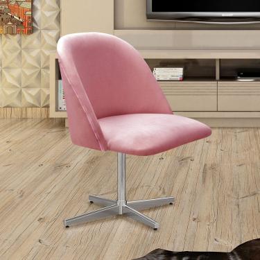 Imagem de Poltrona Decorativa Gaia Giratória Metal para Sala, Quarto, Recepção Rose