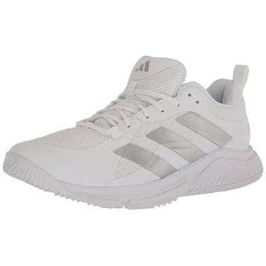 Imagem de adidas Tênis feminino Court Team Bounce 2.0, Branco/Prata Metálico/Cinza, 34