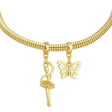 Imagem de Pulseira Ballet Berloque Banhado a Ouro 18k - WORK SEMIJOIAS, 22 cm (p
