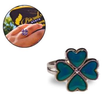 Imagem de Anel Do Humor Trevo Da Sorte Muda De Cor Emoções Feminino - Bicudos Ac