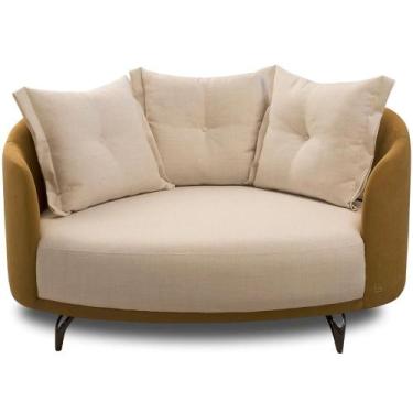 Imagem de Chaise Redondo Living Orgânico Sala Estar Fixo Roy T03 Linho Cru Velud