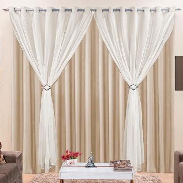 Imagem de Cortina Jéssica para Trilho Microfibra e Voal 3,00 x 2,80 Metros Alt -