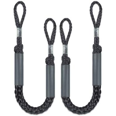 Imagem de Geelu Linha de doca elástica de 2,5 m, 2 peças, cordas para para-lamas, bóias ou para ancoragem, pontões, acessórios de barco para barcos, jet ski, seadoo, Yamaha (preto, 2,5 pés)