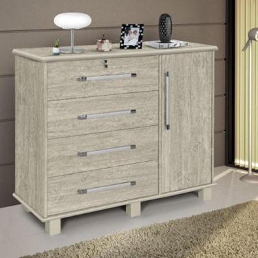 Imagem de Comoda Quarto 4 Gavetas 1 Porta Lisboa  - Carmolar Móveis, Artico