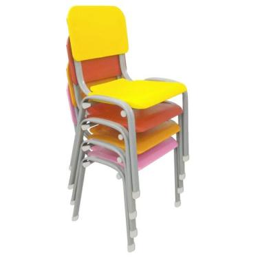 Imagem de Kit 4 Cadeiras Infantil Polipropileno LG flex Reforçada Empilhável WP 