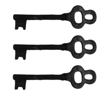 Imagem de Kit 3 Chaves Decorativas Rústica Enfeite em Ferro Nº 01 26cm - Fundiçã