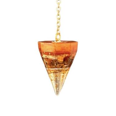 Imagem de Orgonite Pêndulo Olho de Tigre E Ouro Abertura Prosperidade - Equilíbr
