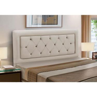 Imagem de Cabeceira Casal Estofada Madeira Cama Box Belinha Reta - D'Julia, Bege