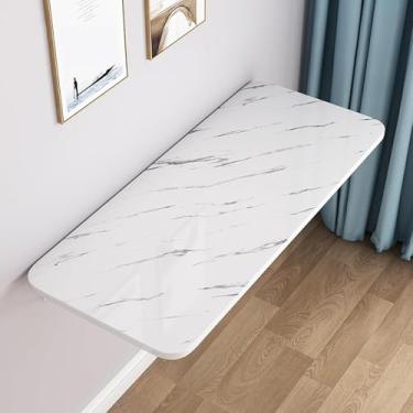 Imagem de Mesa dobrável montada na parede com design de folha suspensa para pequenos espaços, bancada de trabalho dobrável para PC, bar, computador, laptop, cor nogueira, branca, 120 x 50 cm