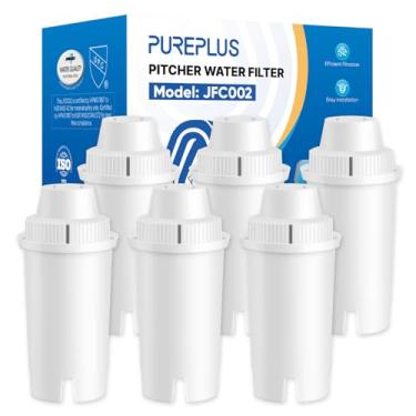 Imagem de PUREPLUS Filtro de água com certificação NSF, substituição para jarros e dispensadores Brita, compatível com padrão Mavea 107007, Classic 35557, ob03, maxtra (pacote com 6)