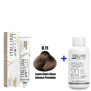 Imagem de Kit Coloração Itallian Premium 60g Louro Claro Cinza Intenso 8.11 + Em