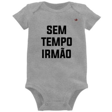Imagem de Body Bebê Sem tempo irmão - Foca na Moda, Cinza, GG