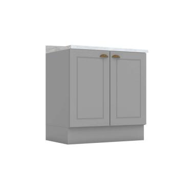 Imagem de Gabinete de Cozinha Modulado Balcão c/ Tampo Americana c/ 2 Portas 80cm Cinza - Henn