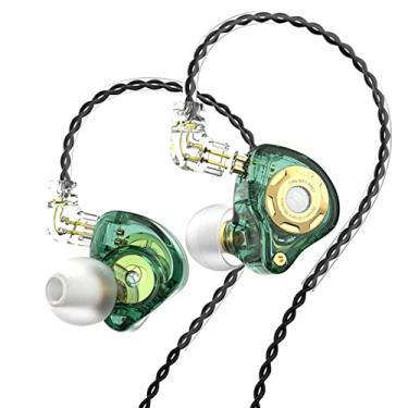 Imagem de FEDAI TRN MT1 PRO HiFi in Ear Monitor Dual Magnetic Dynamic Driver Fone de ouvido esportivo intra-auricular com cancelamento de ruído com pino C destacável cabo de 0,75 mm (sem microfone, verde)