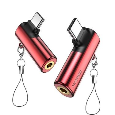 Imagem de MOSWAG Adaptador de fone de ouvido USB C para conector de 3,5 mm tipo C, dongle de áudio auxiliar de ângulo reto, chip DAC de alta resolução, compatível com Samsung Galaxy S23 S22 S21 Ultra Note 20