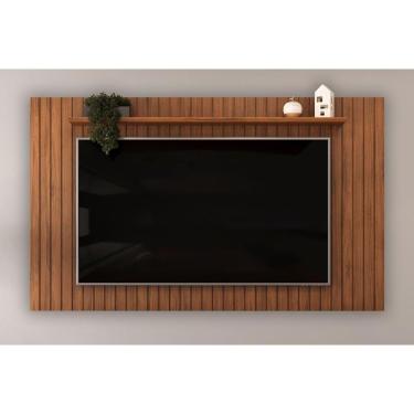Imagem de Painel Quarto P/ Tv Até 65 Pol Lume Ripado C/ Prateleira 175x108cm Freijo - Dj Móveis