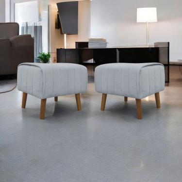 Imagem de Kit 2 Puffs Decorativos Verso Retangular Bouclé Premium - Cinza Buclê