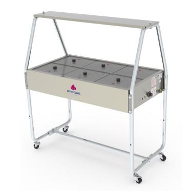 Imagem de Buffet Térmico 6 Cubas Progás Tampas De Vidro Prb-06gn 220v