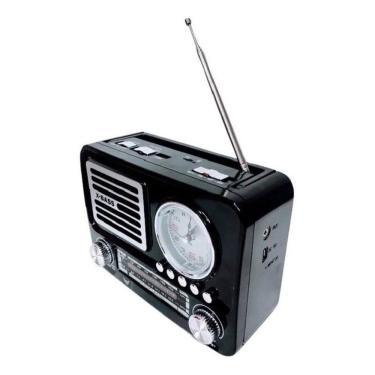 Imagem de Rádio Caixa de Som Retrô com USB AUX Lanterna Recarregável