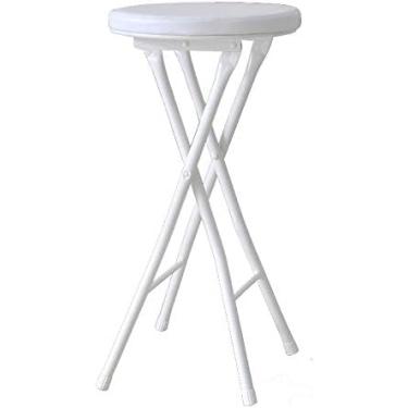 Imagem de Cadeira Alta Dobrável Acolchoada Redonda Café Da Manhã Bar Stool Móveis Cadeira Alta Compacta, White, white-61cm