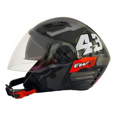 Imagem de Capacete Moto Aberto Fw3 X Open Up 43 Tam56 Viseira Cristal Óculos Int