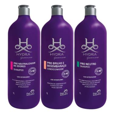 Imagem de Kit Shampoo Pro Neutralizador E Neutro E Condicionador Brilho Desembaraço 1l Hydra Groomers Pet Society