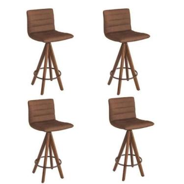 Imagem de 4 Banquetas Liz Giratórias Gourmet Marrom Camurça - GAT MAGAZINE