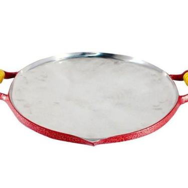 Imagem de Chapa Disco Arado Alumínio Fundido Craqueada Alça Madeira - DIVIFORTE