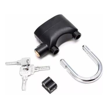 Imagem de Cadeado Para Moto/Bicicleta Antifurto com Alarme Sonoro, 3 Chaves, Resistente à Chuva, Preto