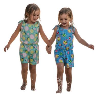 Imagem de kit com 2 macaquinho infantil em micro com proteção UV 50 - CR loja da