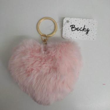 Imagem de Chaveiro de Coração Fofo Macio Pingente Pompom  Bolsa 8cm - Becky, Ros