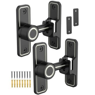 Imagem de Fechadura de porta de celeiro de ângulo reto de 90 graus, trava de porta deslizante antifurto para cerca de madeira, jardim, banheiro, janela de garagem ao ar livre, inclui parafuso (preto luminoso