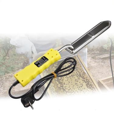 Imagem de Faca elétrica para destampar extrator de mel, cortador de aquecimento de cera de abelha reutilizável, faca cortadora de mel de aço inoxidável com controle de temperatura, função de memória e display