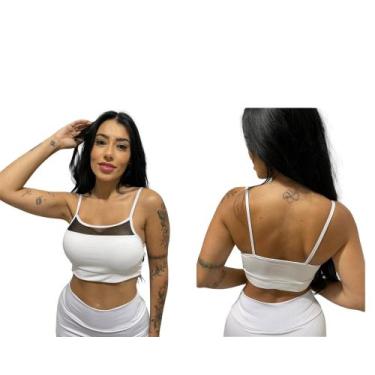 Imagem de Top alcinha tule com bojo removível TB moda fitness academia e ginásti