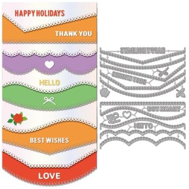 Imagem de GLOBLELAND Matrizes de corte de bordas de renda recortadas para fazer cartões, flores, folhas, corte, melhor desejo, cumprimento, metal, para celebração de aniversário, faça você mesmo, álbum de fotos