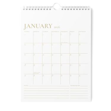 Imagem de Karto Calendário de parede 2026 - vertical 21,5 x 28 cm de janeiro de 2026 a junho de 2027 - Aumente sua produtividade e planejamento fácil com o calendário mensal estético - dourado