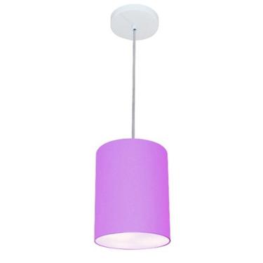 Imagem de Lustre Pendente Cilíndrico Md-4012 Cúpula Em Tecido 18x25cm Lilás - Bivolt