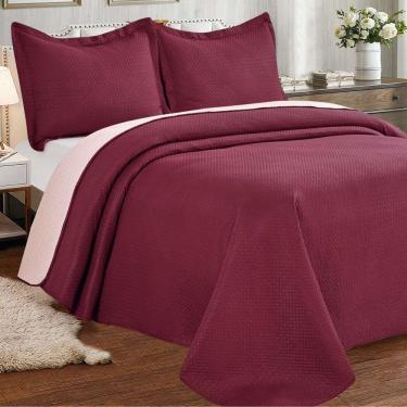 Imagem de Kit Cobre Leito Solteiro Duas Cores Siena Liso Vinho-nude
