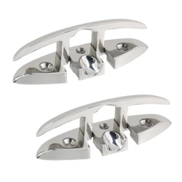 Imagem de Wealrit 2 peças de travas dobráveis para barco de aço inoxidável 316, 12,7 cm, grampo de corda dobrável para caiaque, iates, pontões, chuteiras dobráveis com fixadores