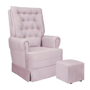 Imagem de Poltrona De Amamentação Balanço E Puff Veludo Eloisa rosa