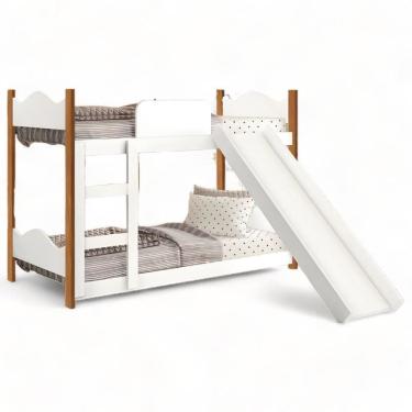Imagem de Beliche Branca E Nature Com Escorregador Gabrielli