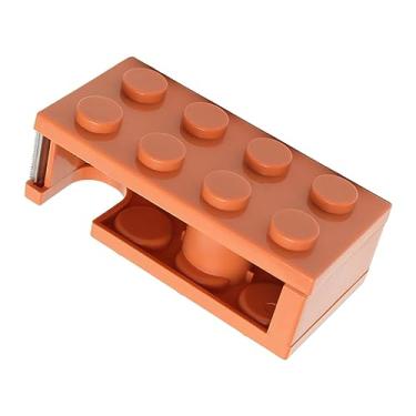 Imagem de LiebeWH Legoes Dispensador de Fita Bonito Bloco de Construção Forma Fácil Corte Suporte de Fita de Mesa para Escola Escritório Sala de Estudo Uso Desktop (Laranja)