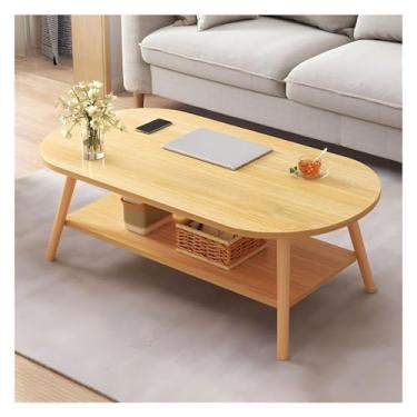 Imagem de HGTRH Mesa de café de madeira maciça, mesa central de animais moderna 2 do século médio com abertura fácil de montar pernas de madeira maciça para sala de estar pequena sala de estar cereja 80 cm